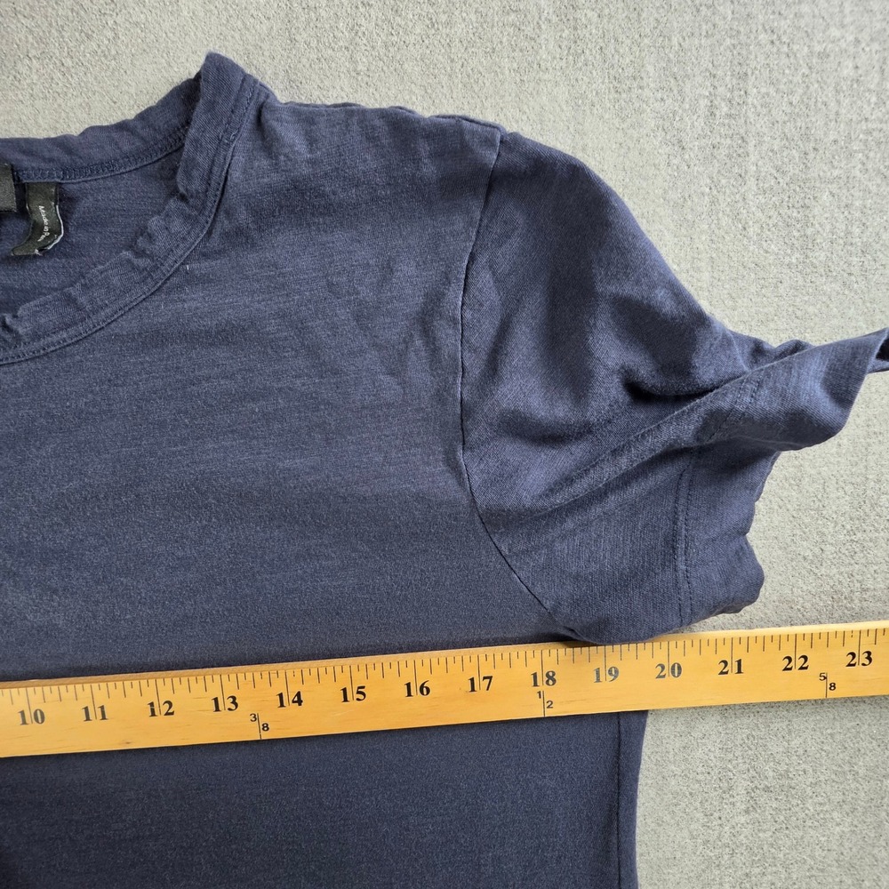 Theory‎ T-Shirt Women Large Blue Short Sleeve Linen Blend Crewneck Tee - Picture 4 of 15
